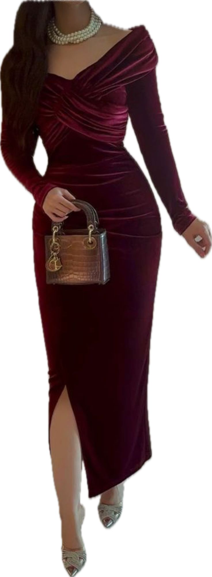 Off Shoulder Evening Gown Velevt Ankle Length Prom Dress S6766