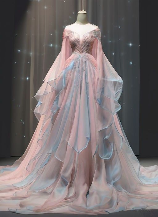 Elegant Ball Gown Off The Shoulder Pink Chiffon Long Prom Dress Evening Dresses S6704