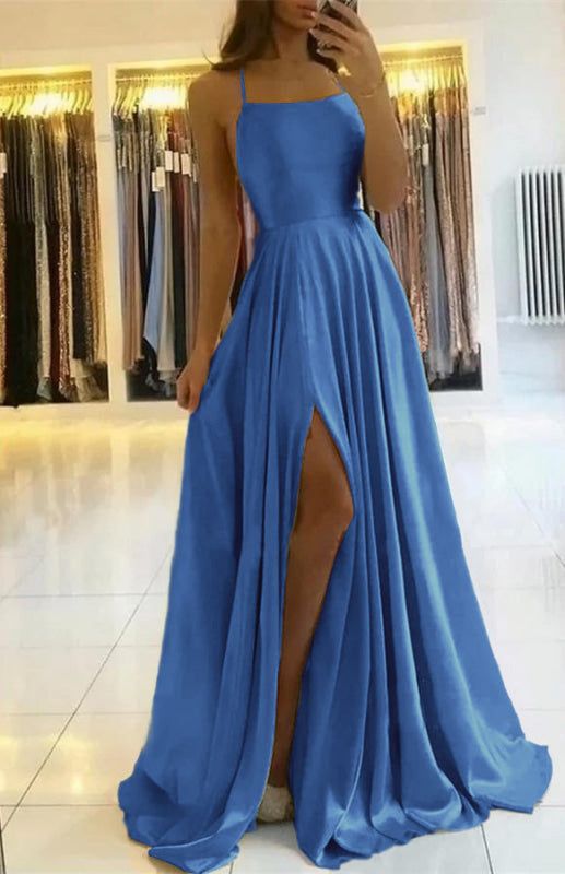 Spaghetti-Straps Prom Dress with Slit S6725