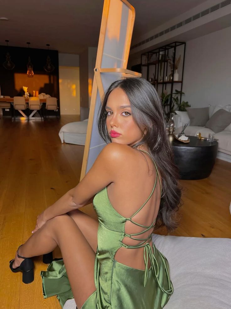 Green Sexy Party Dress With Slit, Evening Dress S6630