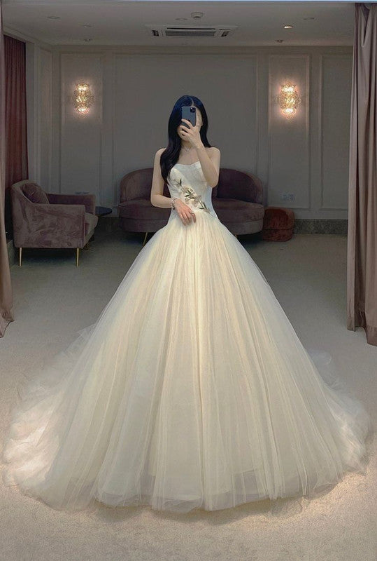 A-Line Tulle Elegant Long Party Dress Evening Dress S6643