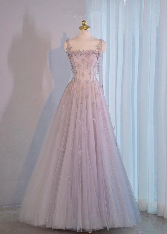 A Line Tulle Long Prom Dress Long Formal Graduation Evening Dress S6728