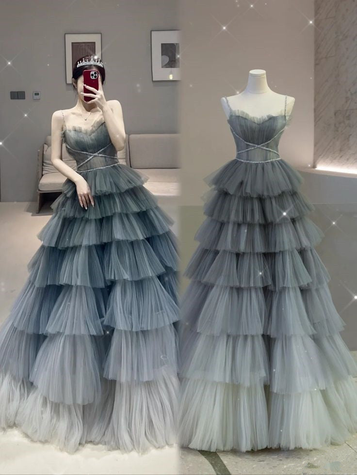 Lavender Tulle Long Prom Dress, Lovely A-Line Evening Dress S6670