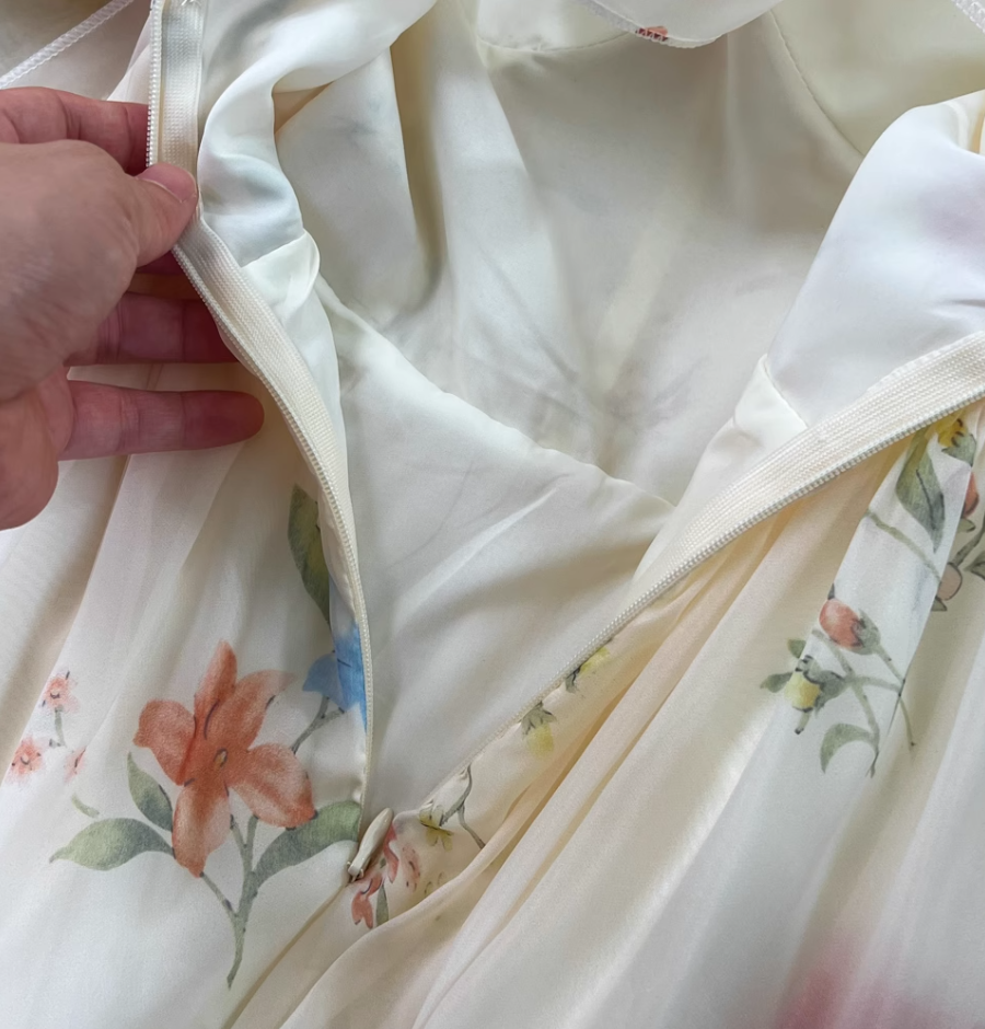 Tube Top Suspender Dress French Lady Style Waist Slimming Medium Length A-Line Printed Dress R0325