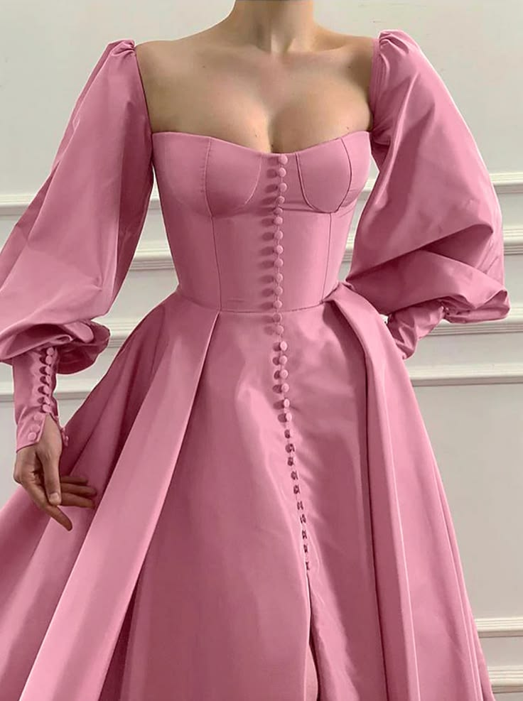 Princess Puffy Silky Women's Prom Gown Barbie PInk Waist Fitted Maxi Evening Dress Birthday Dress — Fall Outfit 2026 New RS3243