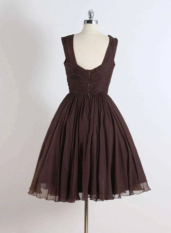 Minimalist Brown Homecoming Dress ,A-Line Spaghetti Straps Short Prom Dress RS960
