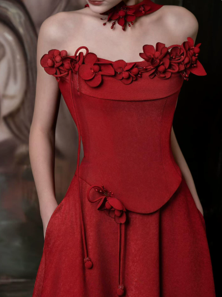 Burgundy Elegant Prom Dress ,Applique Bodycon Maxi Evening Dress RS1214