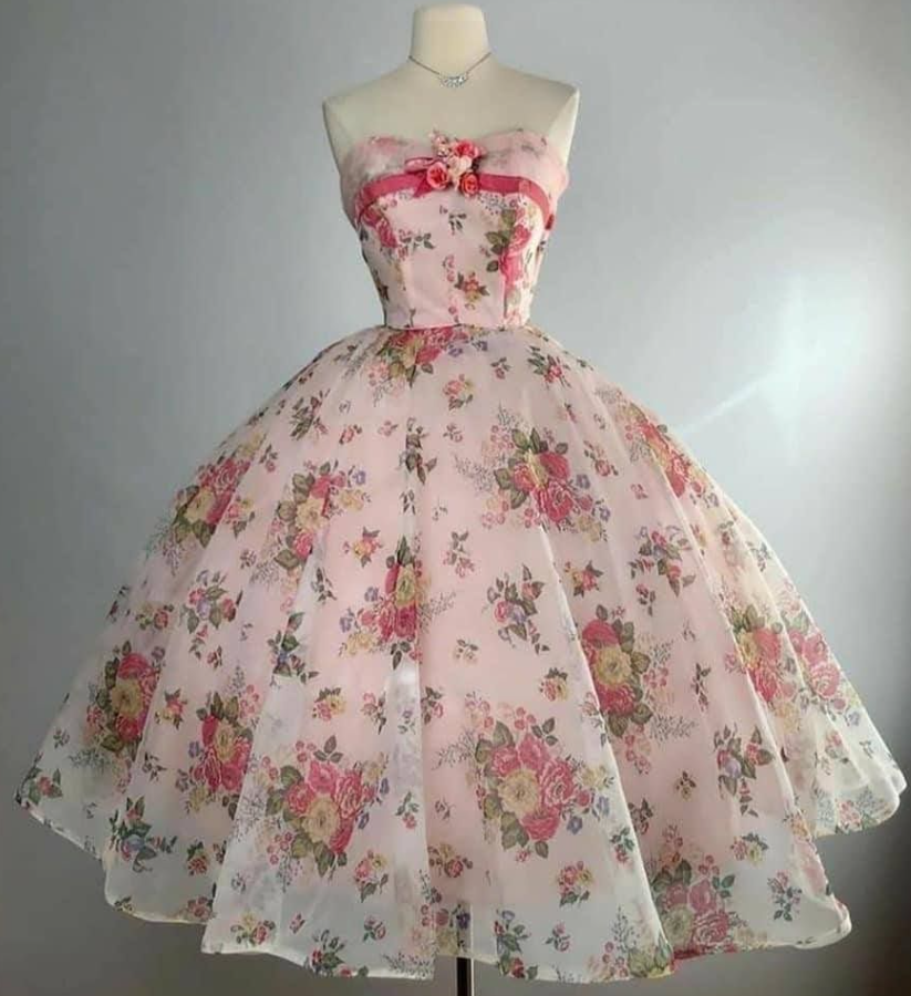 Pretty Pink Floral Prom Dress ,Tulle Corset Maxi Summer Dress Birthday Dress RS1220
