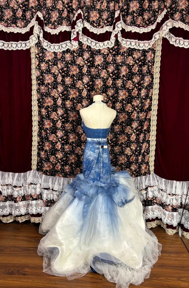 French Chic Baby Blue Mermaid Strapless Long Women Dress with Beaded Prom Dress Evening Dress RS103