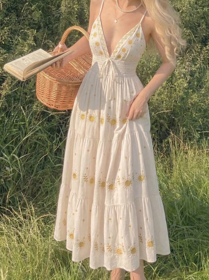 Resort White Summer Dress , Corset Maxi Summer Dress Cami Dress RS1244