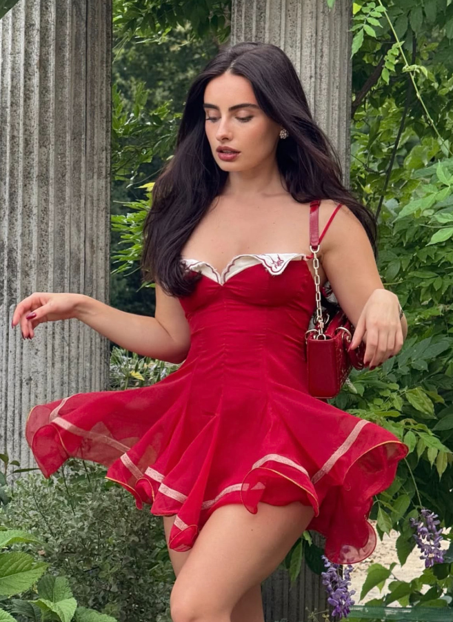 Chiffon Flowy Sweet Women's Homecoming Dress Red Corset Short Prom Dress Party Dress RS2598