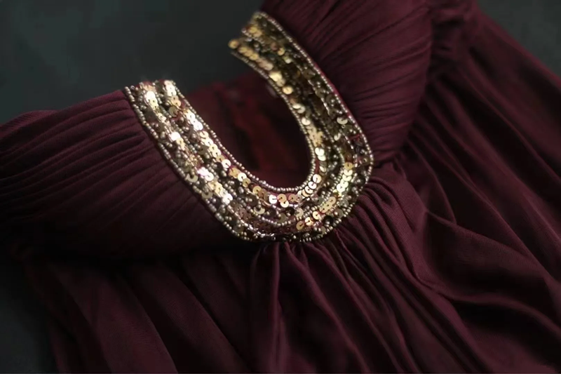 Deep red strapless pleated short ball gown R6735