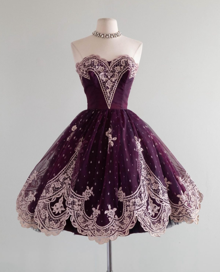 Retro Purple Homecoming Dress ,Lace Embroidery Corset Short Prom Dress RS1257