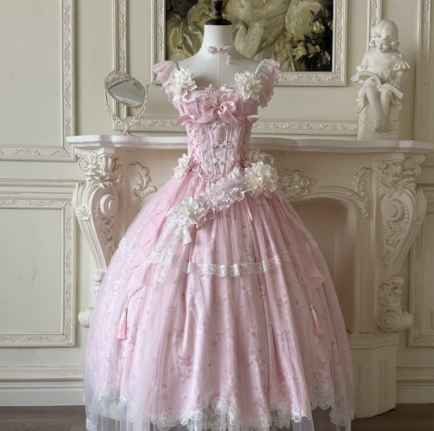 Elegant Pink Prom Gown ,Princess Style Bow Decor Maxi Birthday Dress Party Dress RS1287