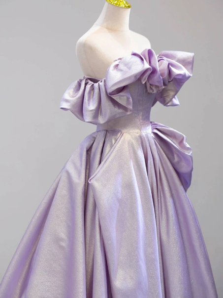 Dreamy Lavender Prom Gown , Silky Satin Maxi Evening Dress RS1328