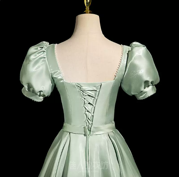 Elegant MInt Green Prom Gown , Pretty Satin Silky Maxi Evening Dress RS1337