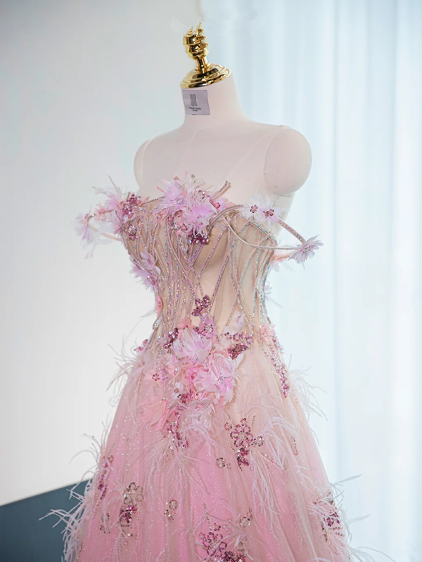 Light pink strapless fitted long ball gown, bridal dress R8982
