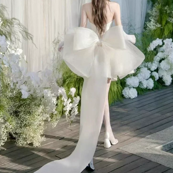 Satin Puffy Embroidered Women's Homecoming Dress White Corset Princess Short Prom Dress RS2428