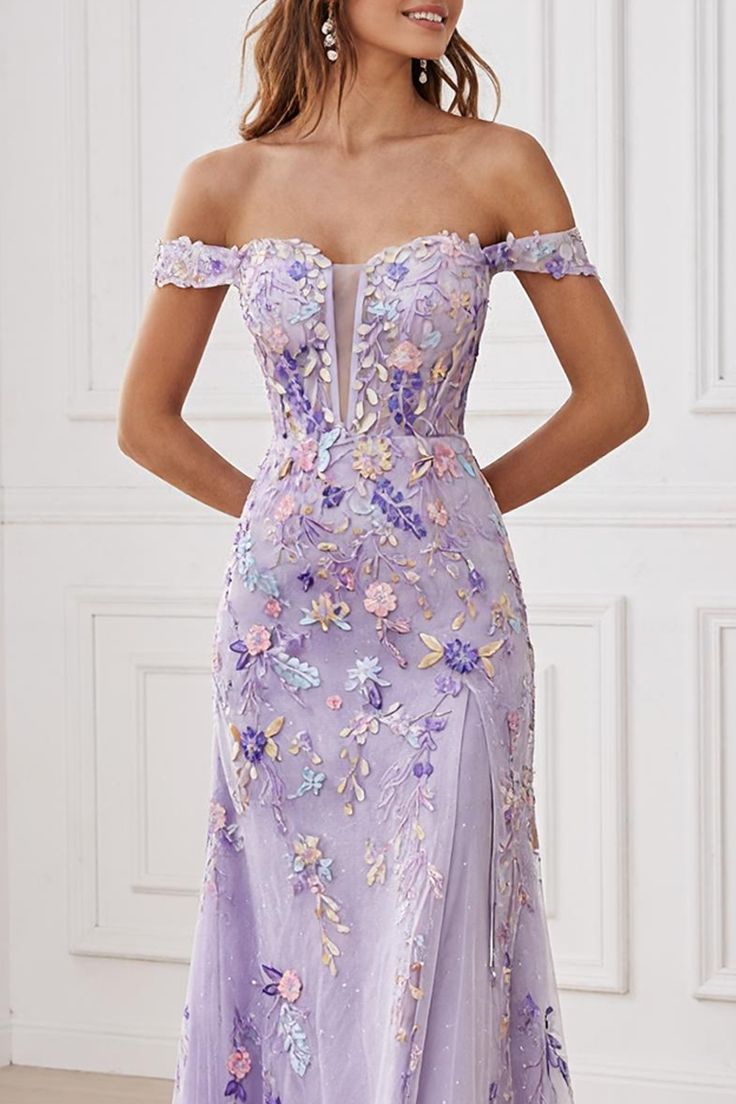 French Chic Lavender A-Line Strapless Long Women Dress with Applique Evening Dress Birthday Dress RS116