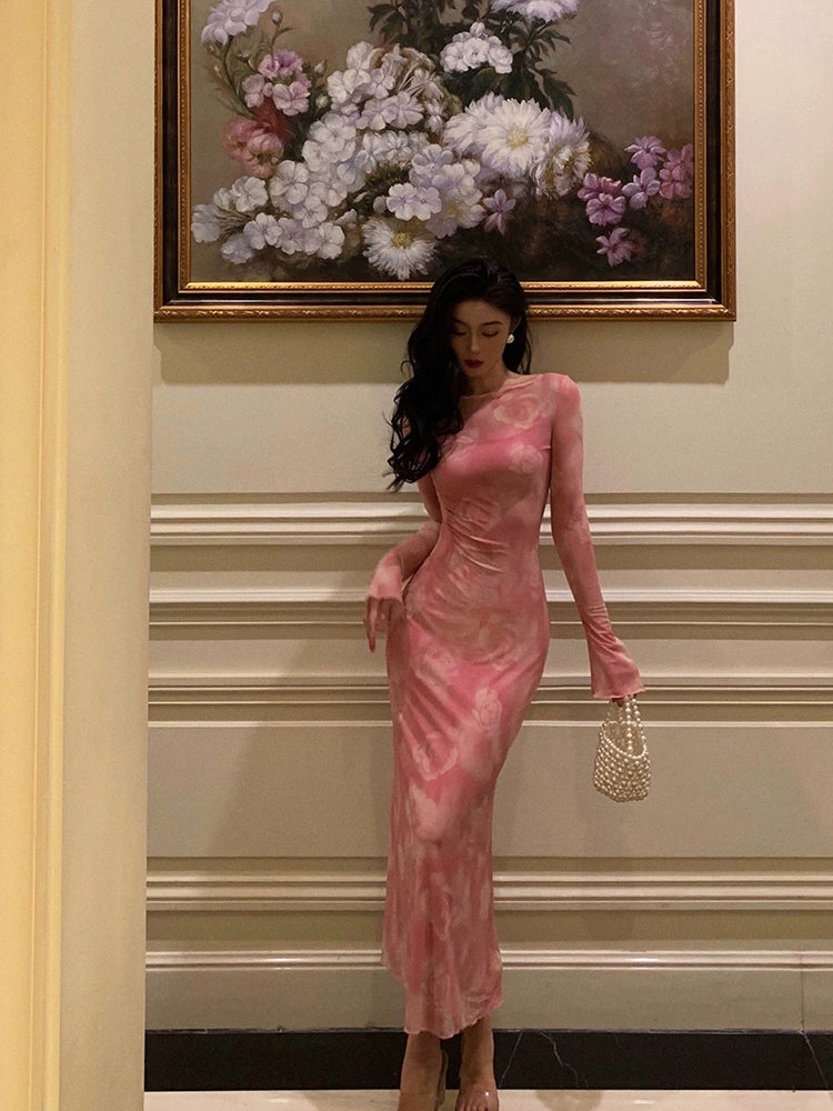 rose dress two-piece suit for women new style long skirt S5487