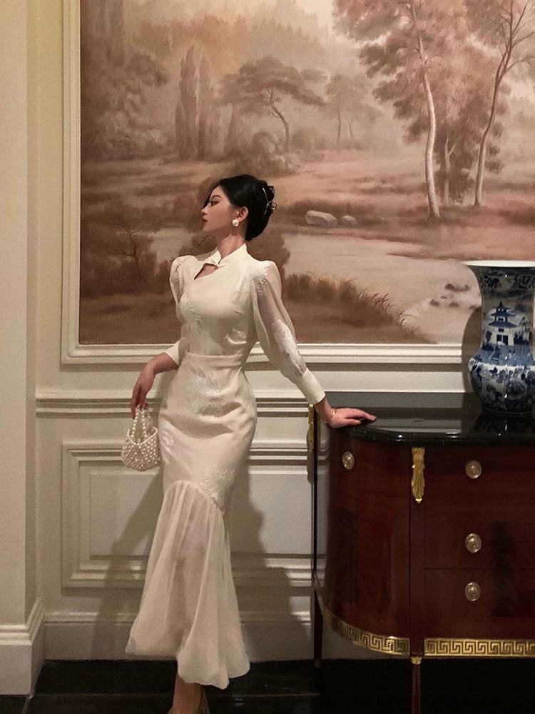 Embroidered mermaid dress new elegant Chinese style long skirt S5492