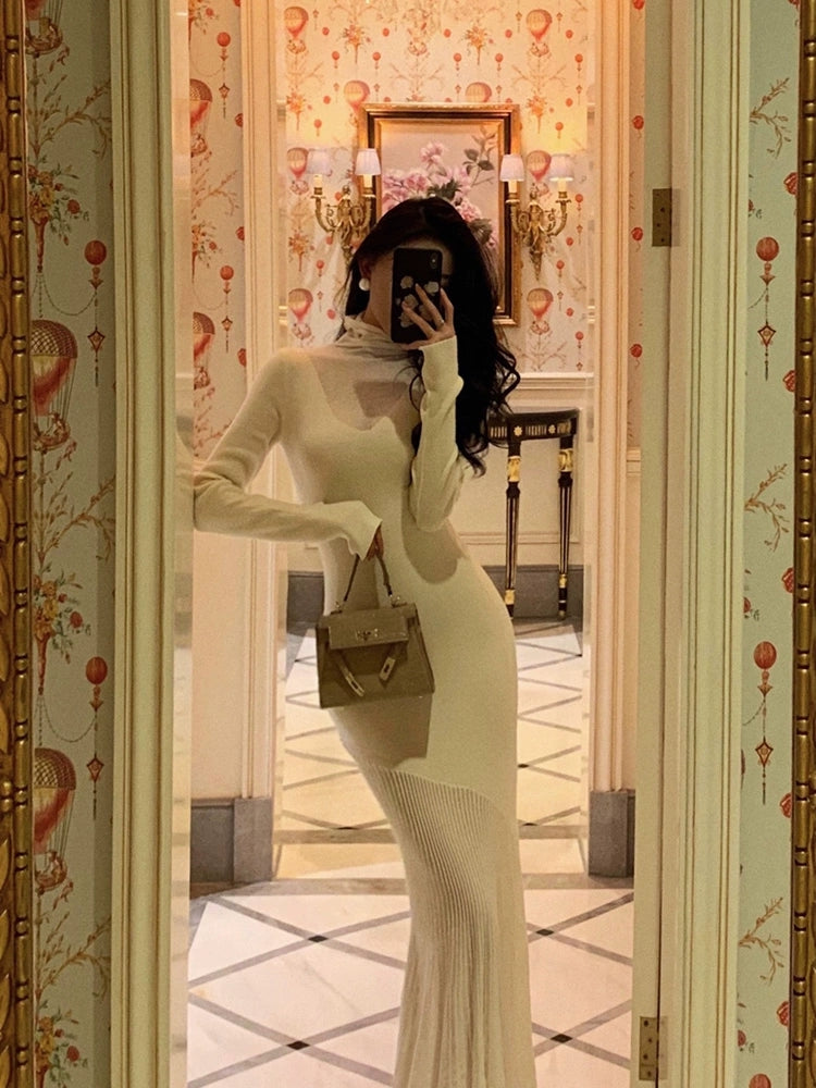 Knitted dress new style long skirt S5474