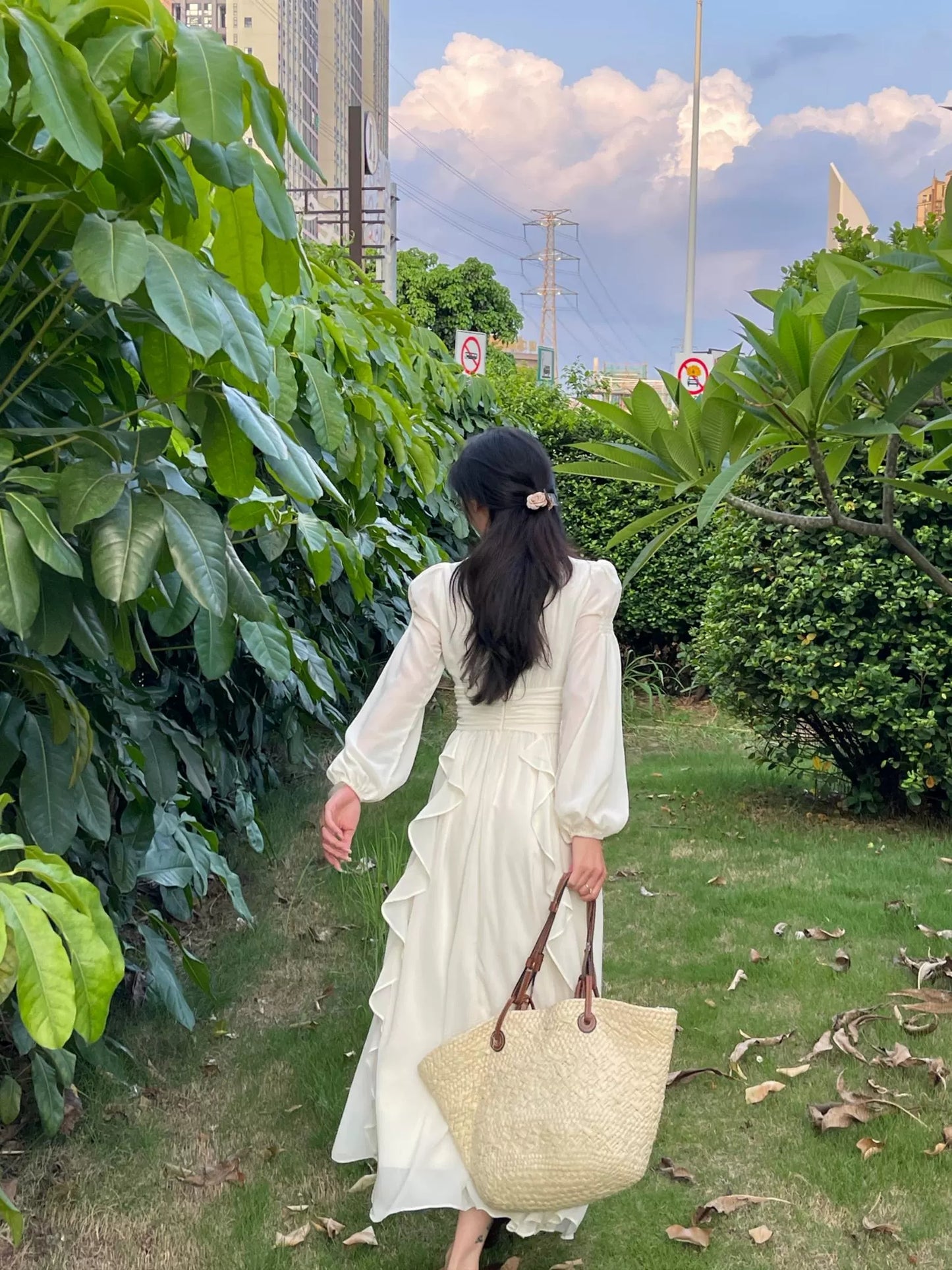 women's long sleeves pleated waist engagement dress celebrity birthday long dress S5469