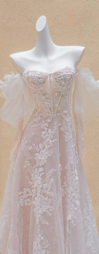 Pink lace dress one shoulder slim waist long dress bridal gown R5744