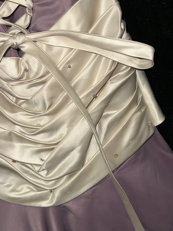 Purple strapless fitted long ball gown R7016