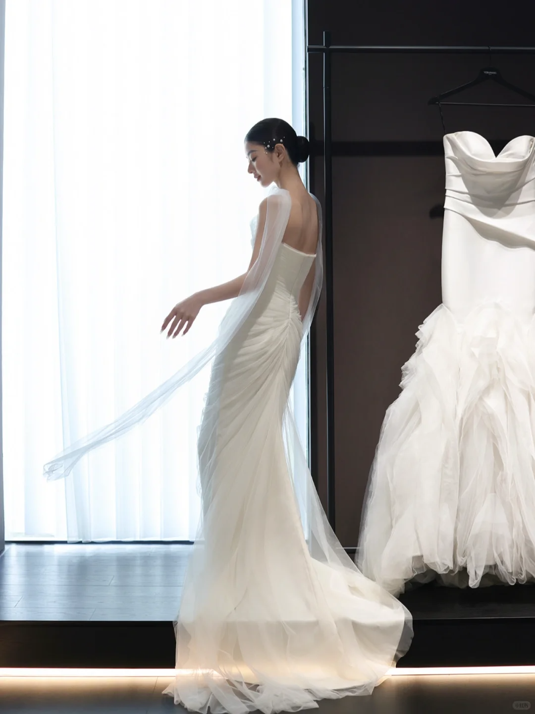 White tube top slim waist pleated sexy long dress bridal gown R6038