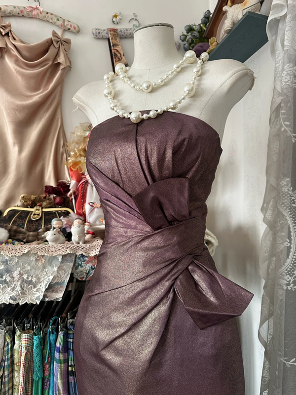 Deep purple-brown halter-neck fitted fishtail gown, ball gown R6257