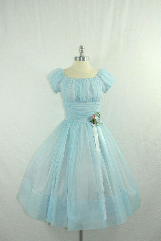 Fresh Blue Homecoming Dress , Flowy Chiffon Corset Short Prom Dress Summer Dress RS1553
