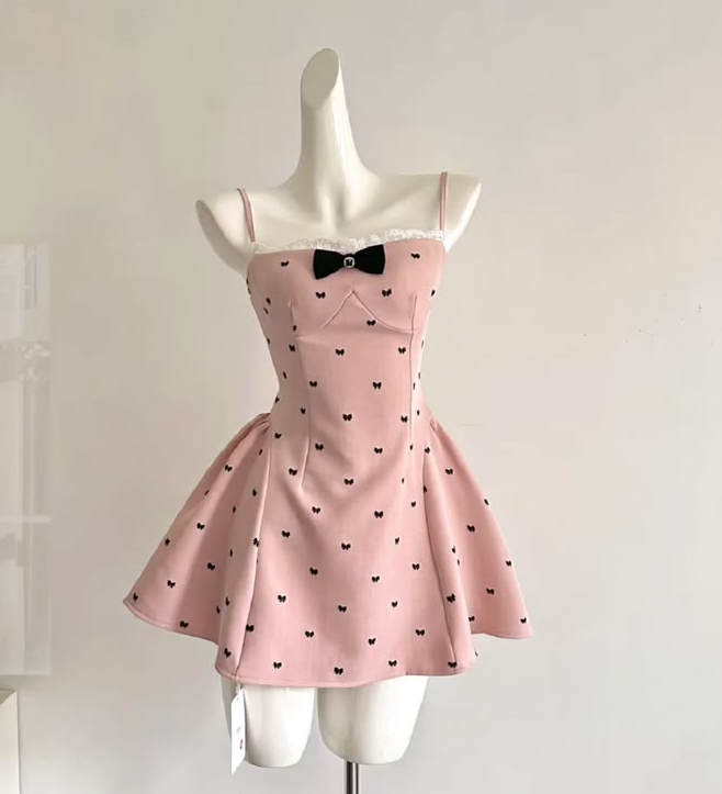 Charming Pink Homecoming Dress , Polka Dots Corset Princess Short Prom Dress Birthday Dress RS1564