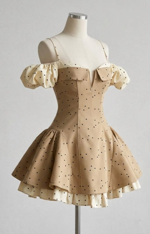 Charming Patchwork Homecoming Dress , Polka Dots Silky Corset Short Prom Dress Birthday Dress RS1566