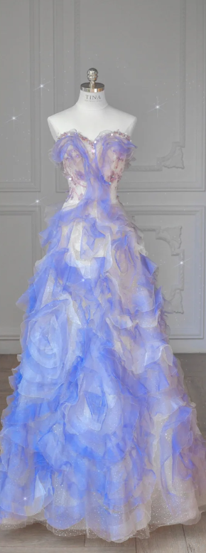 Purple Tube Top Fitted-Waist Slim-Fit A-Line Prom Dress / Bridal Gown R5898