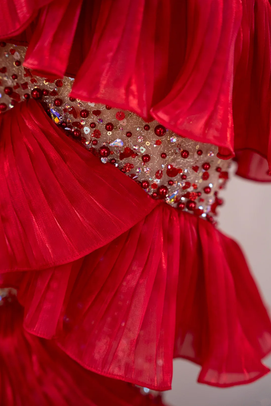 Red strapless fitted long ball gown/bridal dress R8894