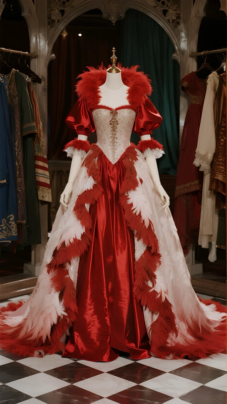 Red waist elegant temperament waist puffy skirt long dress ball gown, bridal gown R6099