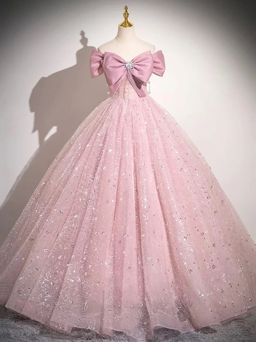 Light Blue Tulle Sequins Long Prom Dress, Lovely A-Line Evening Party Dress S7193