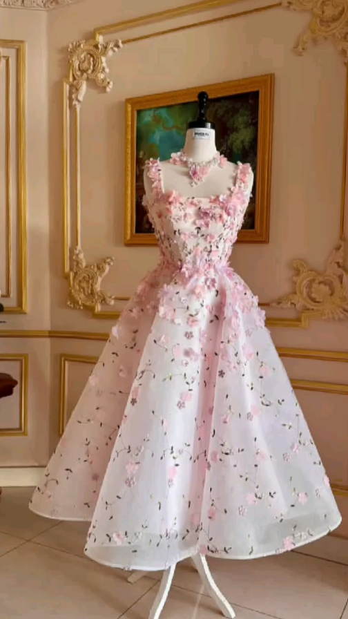 Hazy Pink Homecoming Dress , Silky Floral Decor Corset Midi Birthday Dress Cami Dress RS1618