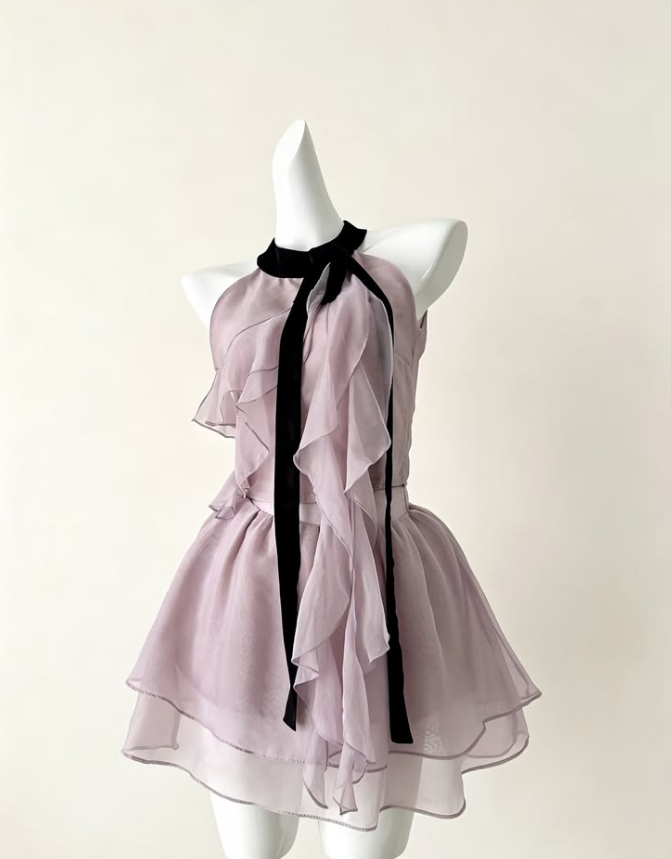 Dreamy Purple Homecoming Dress , Chiffon Pleated Corset Short Prom Dress Summer Dress RS1665