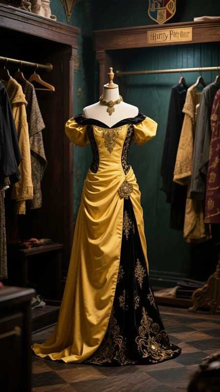 Gold puff sleeves one shoulder slim waist sexy long dress ball gown R6078