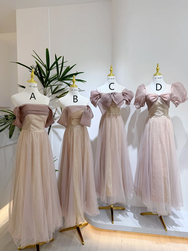 Ash pink waist-cinched, slim-fit and figure-flattering ball gown, bridesmaid dress R5940