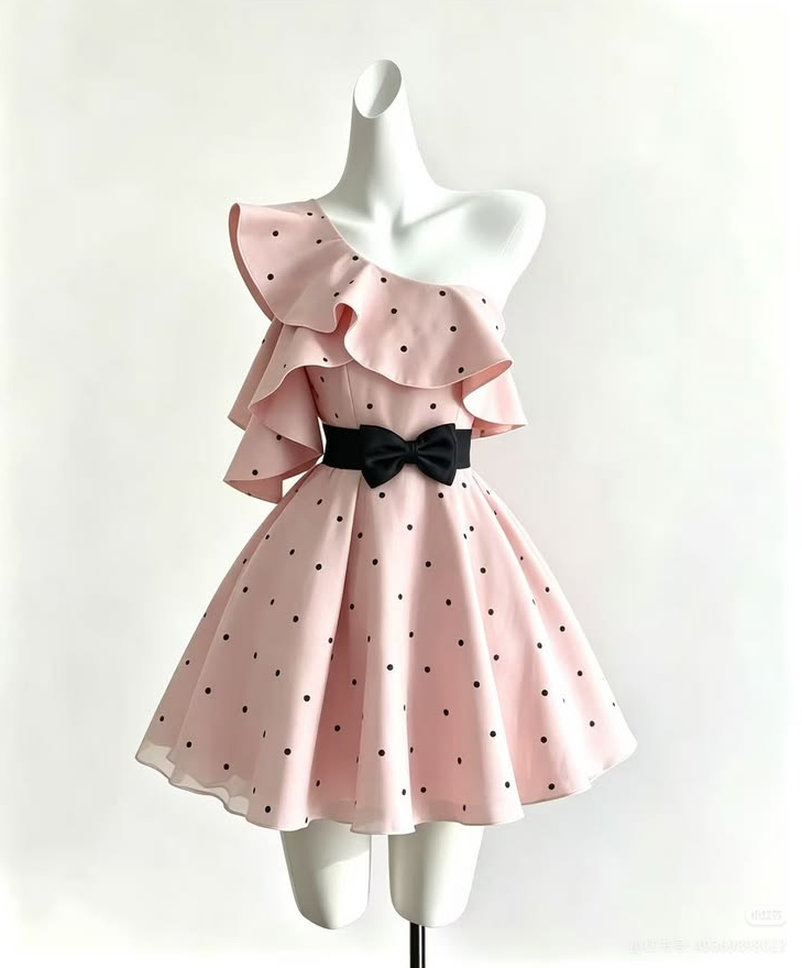 Pretty Pink Homecoming Dress , Polka Dots Sweet Corset Mini Birthday Dress Party Dress RS1708