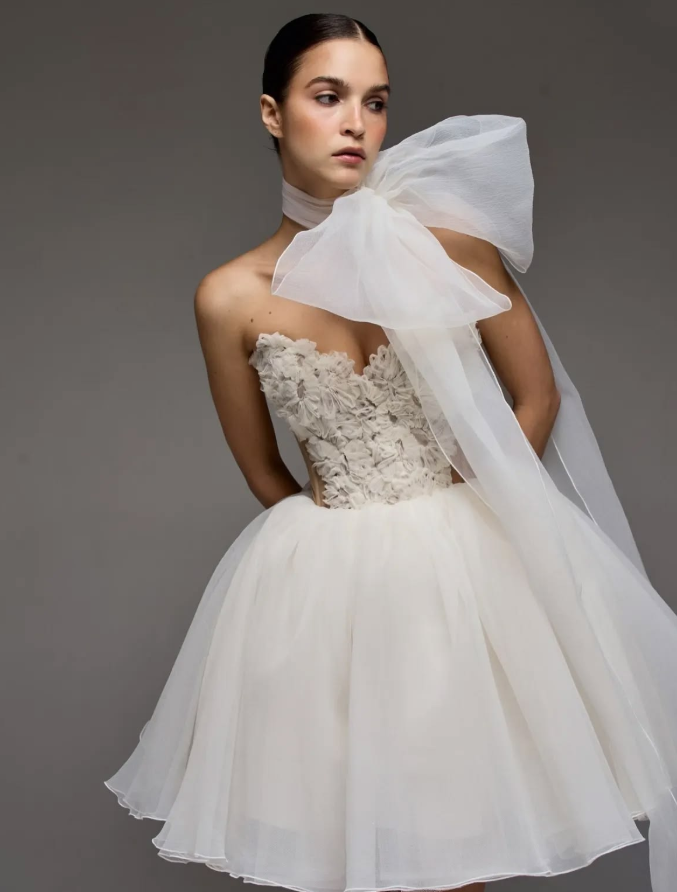 Embroidered Tulle Homecoming Dress , Puffy White Corset Short Prom Dress RS1779