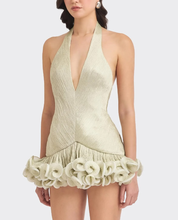 Silky Satin Pleated Homecoming Dress , High End Ivory Corset Short Prom Dress RS1781