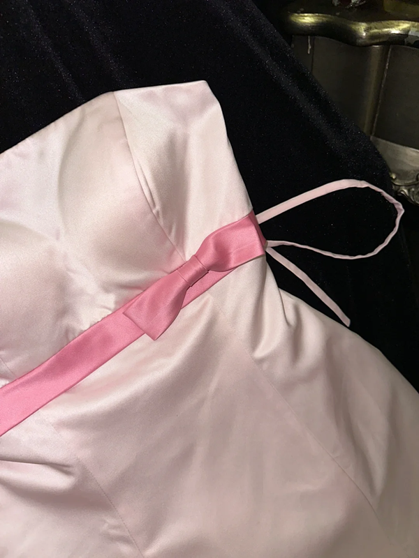 Light pink strapless fitted long ball gown R6979