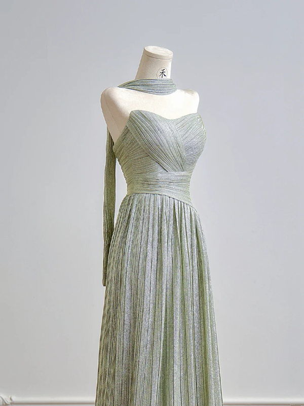 Mint green strapless fitted long ball gown R8153