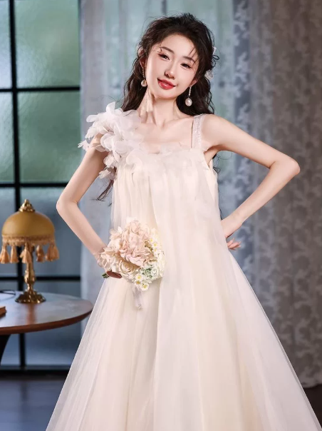 Tulle Puffy Corset Prom Gown , White Dreamy Women's Maxi Evening Dress RS2585
