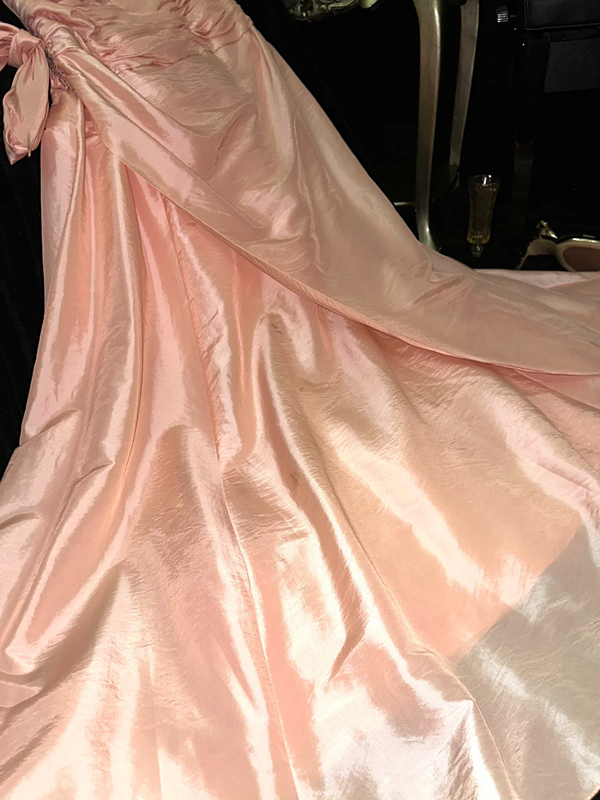 Light pink strapless fitted long ball gown R7021