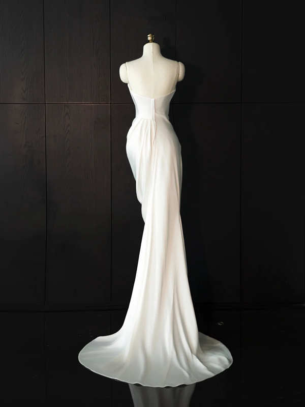 White satin strapless fitted long ball gown/bridal dress R8958